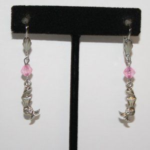🧜‍♀️🌸🌊 Silver & Pink Mermaid Earrings · NWOT · 2" Drop